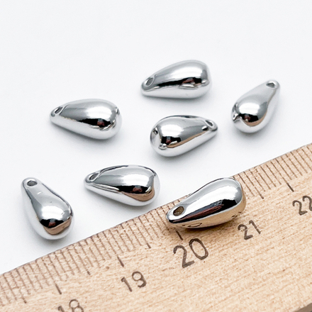 Подвеска Капля, цвет серебро (родий), размер 12,5*6,5 мм, цена за 1 шт