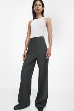 ZARA БОДИ ХАЛТЕР ИЗ ПОЛИАМИДА, ЖЕЛТОВАТО-БЕЛЫЙ