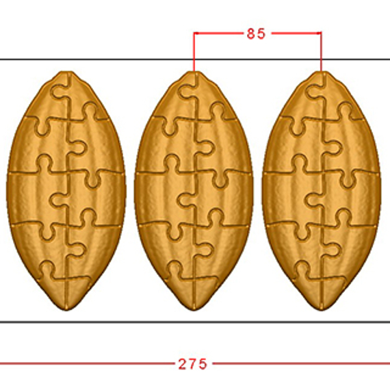 1094 | Форма для шоколадных изделий "Какао боб пазл" (275*175 мм)