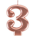 Свеча-цифра в оттенке розового золота 8 см
