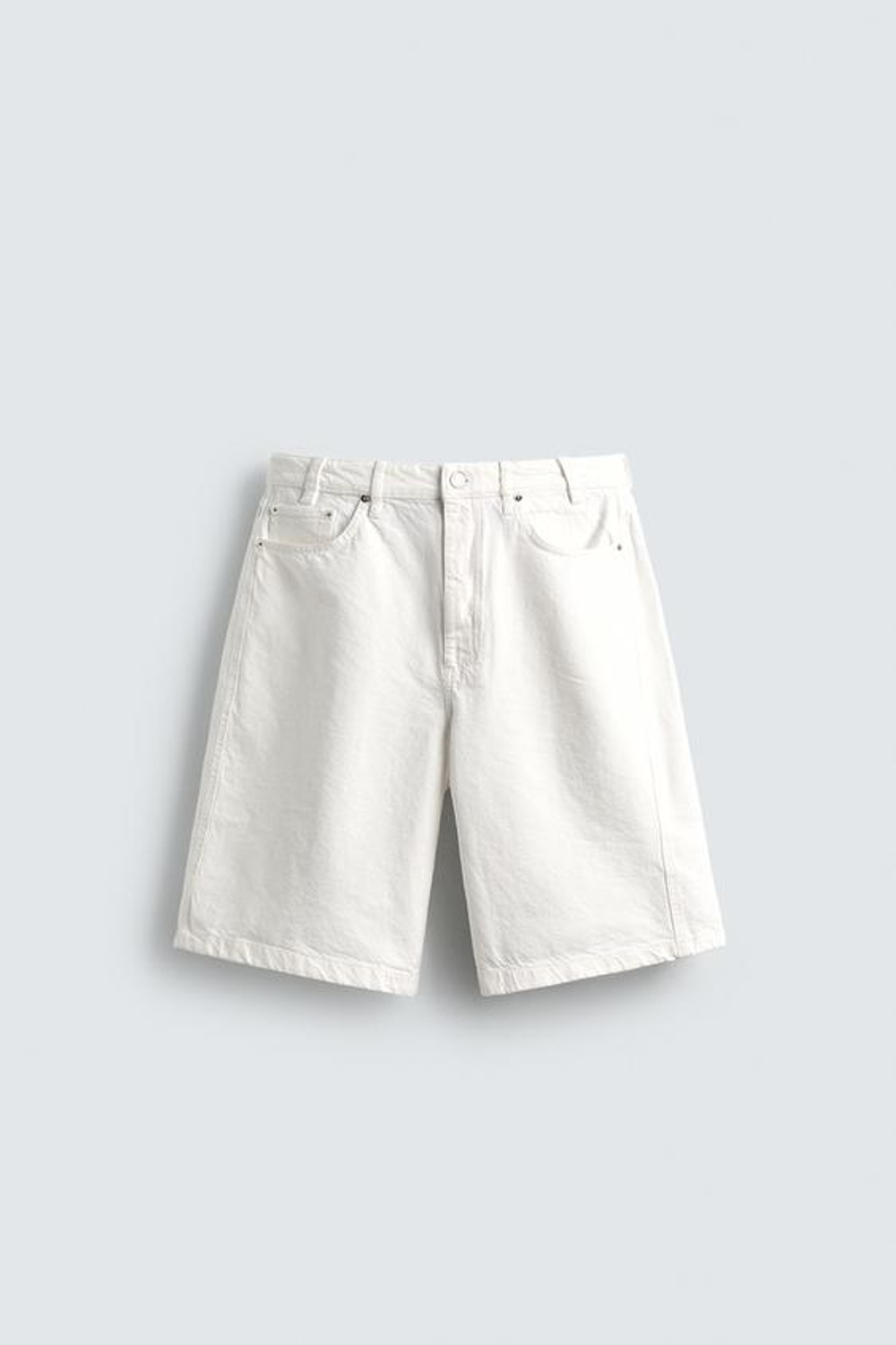 ZARA ШОРТЫ BAGGY FIT, БЕЛЫЙ