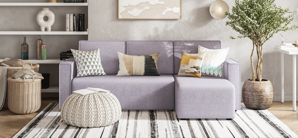 Угловой диван Норд лайт рогожка Malmo платина