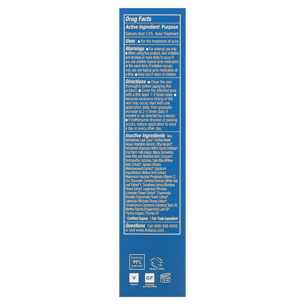 Andalou Naturals, гель для устранения несовершенств, максимальная сила, чистая кожа, 18 мл (6 жидких унций)