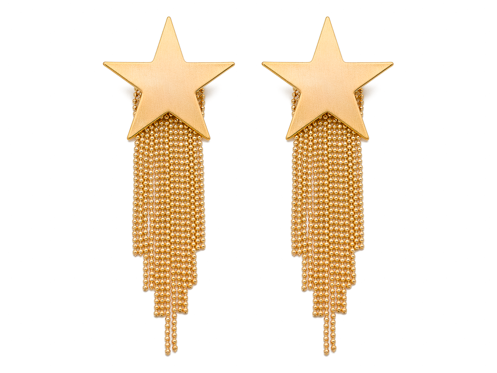 Серьги "Звезды" с цепями, 104мм