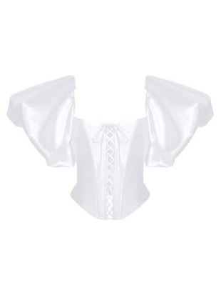 Топ корсетного типа из тафты с пышными рукавами и шнуровкой