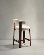 Полубарный стул Granite из бежевого шенилла и ясеня с отделкой орех 65 см