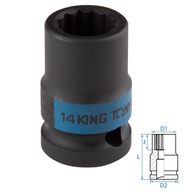 KING TONY (453014M) Головка торцевая ударная двенадцатигранная 1/2", 14 мм