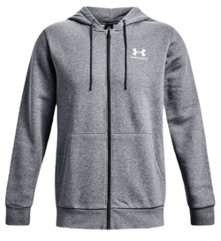 Куртка теннисная Under Armour Men's UA Essential Fleece Full-Zip Hoodie - pitch gray medium heather/white