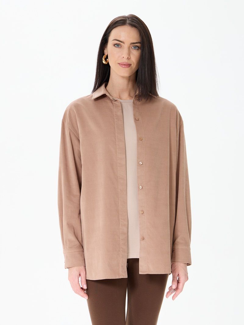Рубашка Хельсинки удлиненная бежевый вельвет