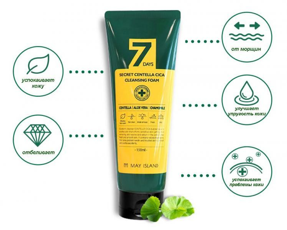 May Island 7 Days Secret Centella Cica Cleansing Foam очищающая пенка для проблемной кожи с экстрактом центеллы