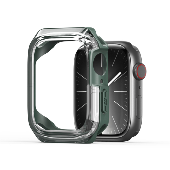 Чехол-бампер с зелеными вставками от Dux Ducis для часов Apple Watch 44мм для моделей 4, 5, 6 и SE, серия Tamo Series Case