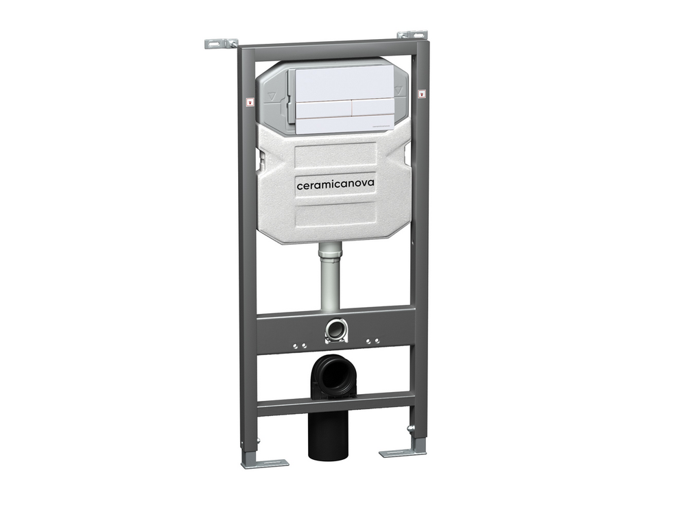 Система инсталляции для унитазов CERAMICANOVA Envision с кнопкой смыва Flat цвет белый, креплениями, арт. CN1002W