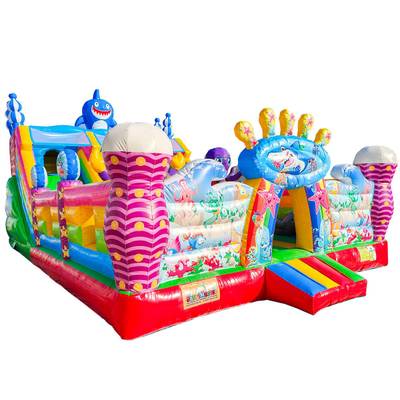 Коммерческий надувной батут с горкой «В гостях у моря 2»  10*6*6,1 м.