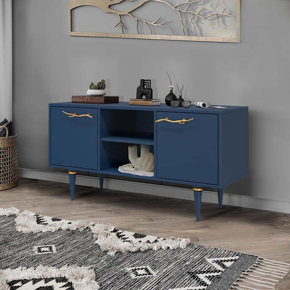 Тумба под ТВ Арт Колор matte 117см Классик Голд Королевский синий матовый