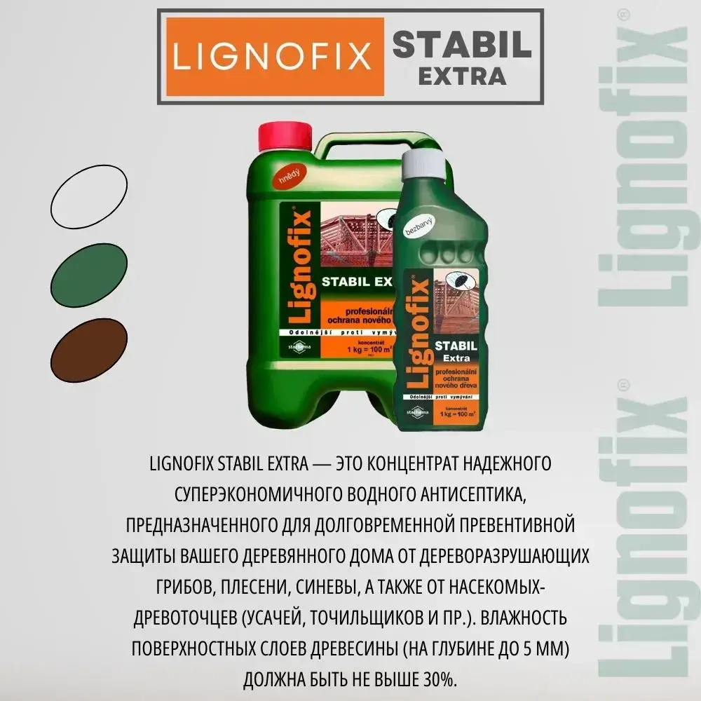 Lignofix Stabil Extra, антисептик для древесины, бесцветный, концентрат, 1 кг