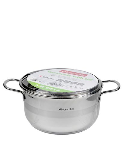Кастрюля 4 л. из нержавеющей стали Kamille KM 5414 с крышкой