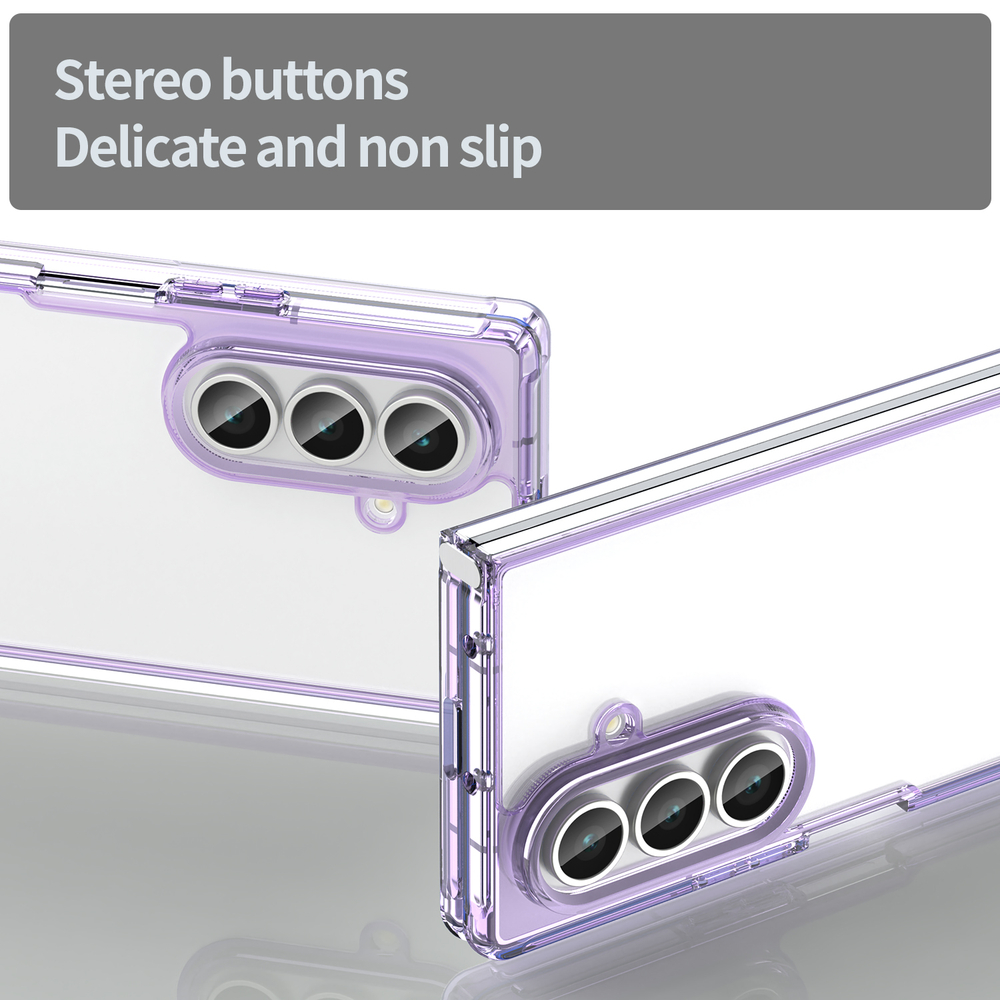 Чехол прозрачный защитный для Samsung Galaxy Fold 7, мягкие усиленные боковые рамки фиолетового цвета