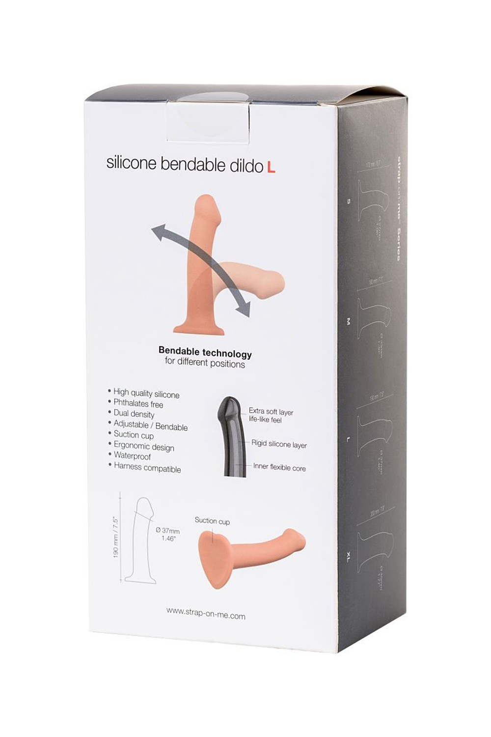 Телесный фаллос на присоске Silicone Bendable Dildo L - 19 см.