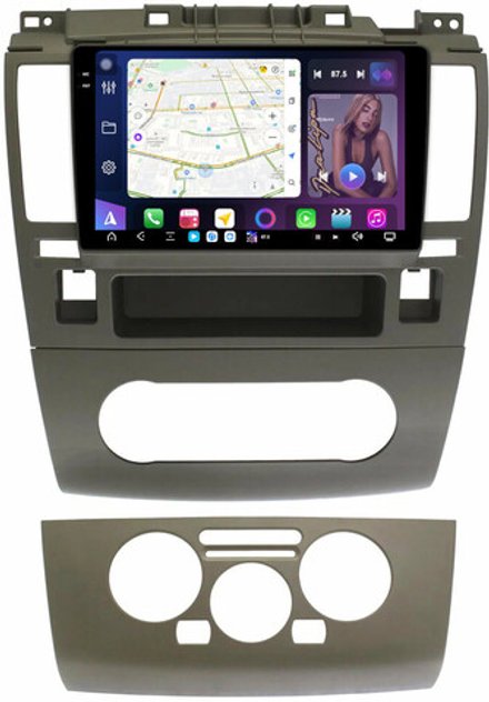 Магнитола для Nissan Tiida C11 2004-2013 (рамка серая) - FarCar XXL9-1148CN монитор 9.5" 2K QLED на Android 13, TS20, 8+256Гб, CarPlay, 4G SIM-слот