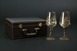 Набор бокалов для вина "Цветок" 2 шт. в подарочном футляре