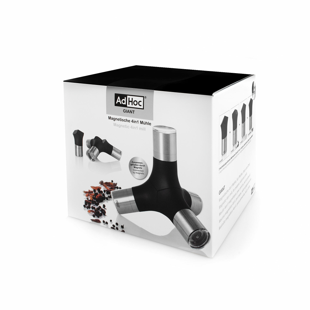 Мельница для перца, соли, чили перца и трав на магнитах 18.3х16см AdHoc Giant