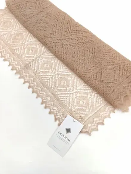 Оренбургский пуховый палантин А14060-29 бежевый