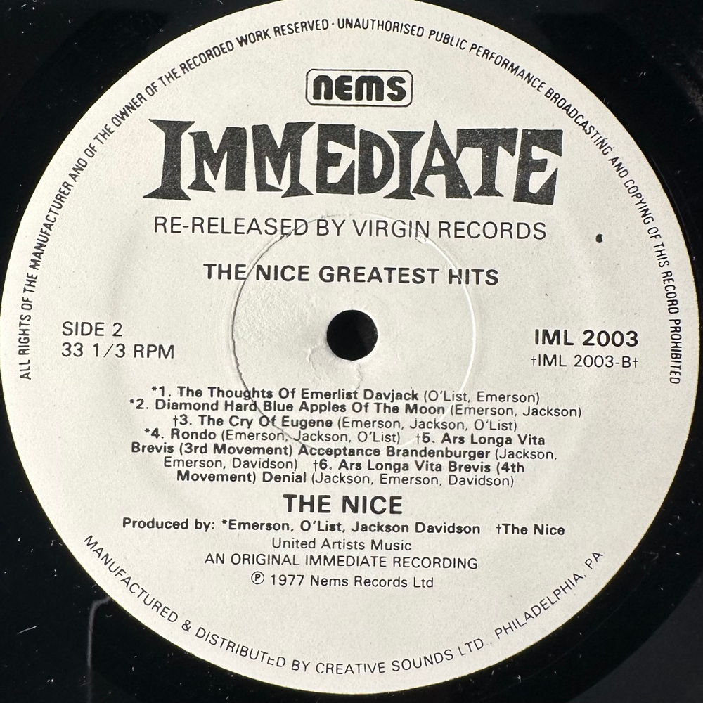The Nice ‎– Greatest Hits (США 1977г.)