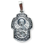 Нательная икона Божия Матерь Семистрельная с серебрением Крестообразная