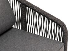 "Канны" кресло плетеное из роупа, основание дуб, роуп темно-серый круглый, ткань темно-серая 027