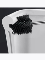 Ершик для унитаза, с ручкой из нержавеющей стали, черный, высота 35 см.