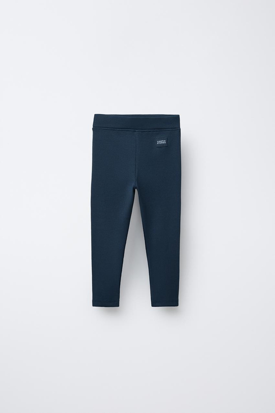 ZARA ЛЕГИНСЫ В РУБЧИК С НАШИВКОЙ, МОРСКОЙ СИНИЙ
