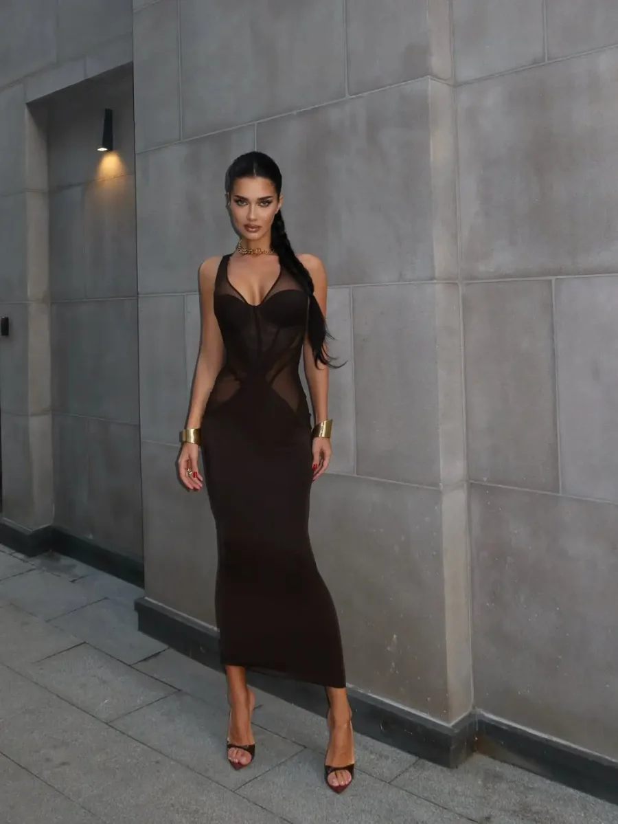 Платье-корсет Greta, Коричневый