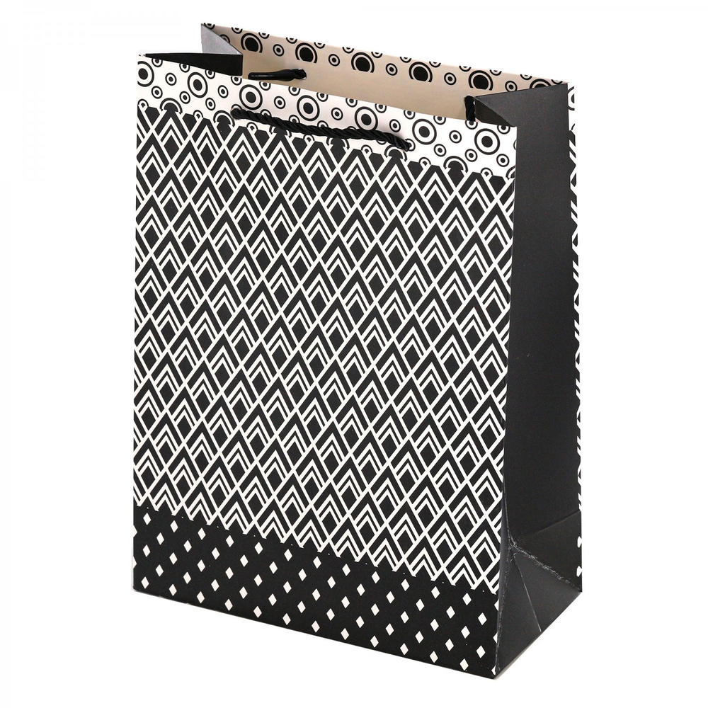 Пакет подарочный бумажный Alingar, (L+) 26х32х10 см, "Ромбы. Квадраты", ламинация, ассорти