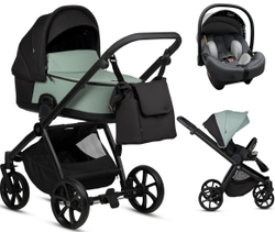 Детская коляска Tutis Mio 3 Plus Essential Кожа 3 в 1 с автокреслом Elo Lux EduSky Grey 1502039 Sage
