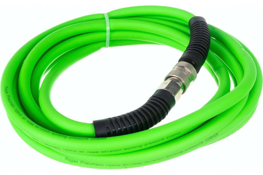 Шланг резиновый ПВХ с фитингами рапид и защитой от перегибов на концах 20 бар 6х11 мм (5 метров)