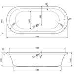 Акриловая ванна Cezares Metauro 180x80 METAURO-Central-180-80-40-W-MATT Белая матовая без гидромассажа