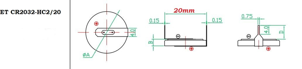 Элемент питания ET CR2032-HC2/20 OEM