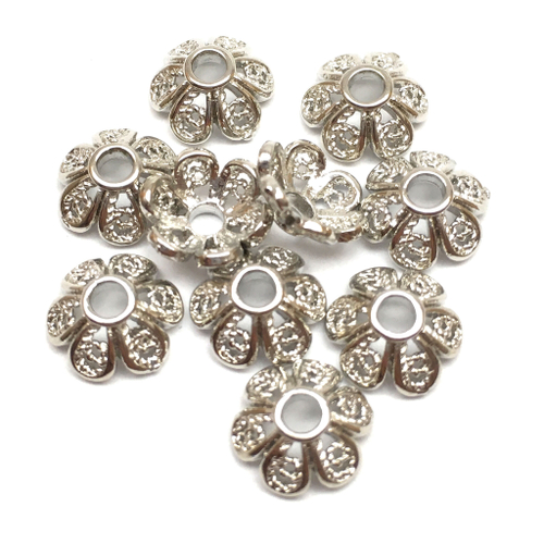 Шапочки для бусин "Оплетение" 9х4 мм, родий