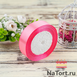 Лента атласная 25 мм (23 метра, цвет №5 Ярко-розовый)