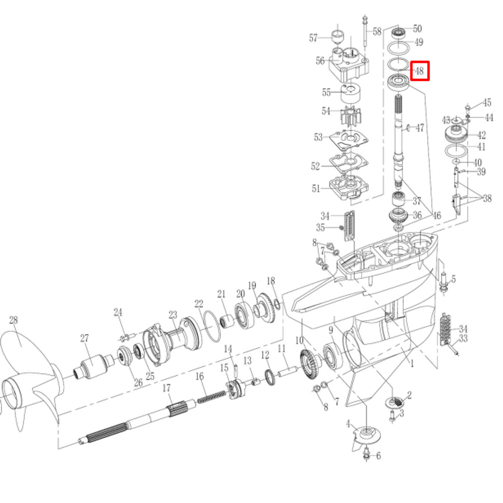 Шайба регулировочная Tohatsu 9,9-30 (20F-06.00.00.12) 0,3mm (YUELANG)