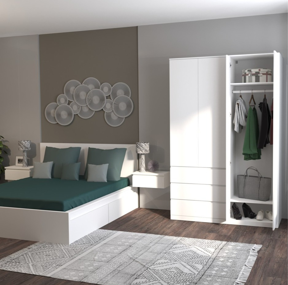 Шкаф распашной Варма Стор 144 с зеркалом, 222*144*57 см, белый