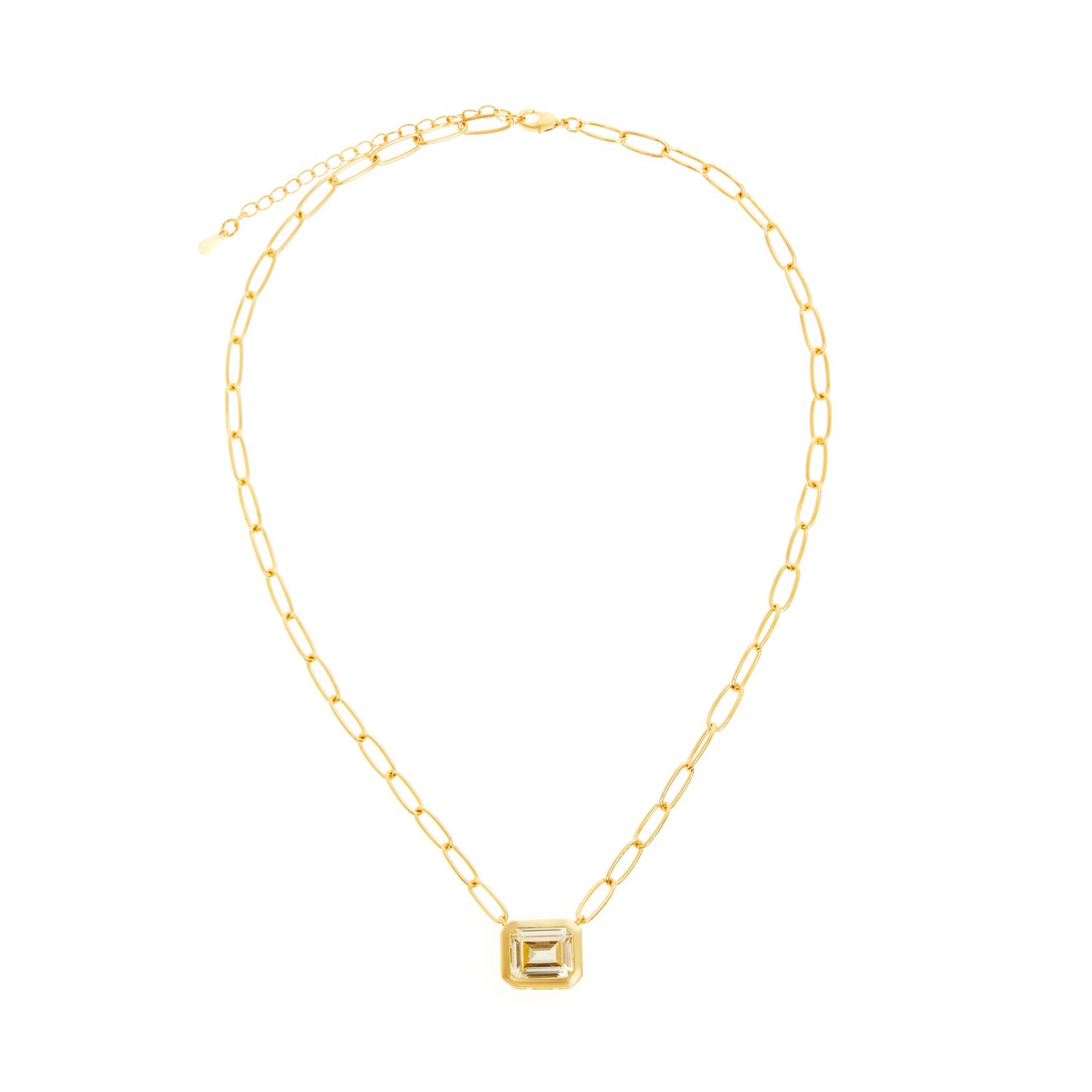 Колье Piped Edge Squere Crystal Necklace – Light Yellow