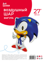 Шар (27''/69 см) Фигура, Ежик Аниме, Синий, 1 шт. в уп.