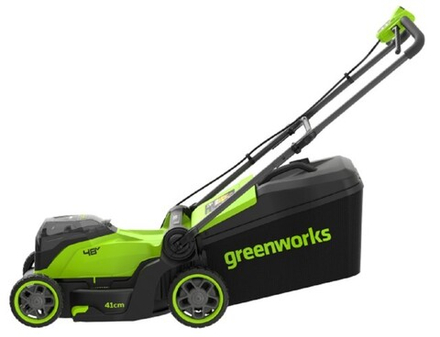 Газонокосилка аккумуляторная GREENWORKS 2520907UD 2x24V, 41 см, бесщеточная, c 2хАКБ 4 Ач и ЗУ