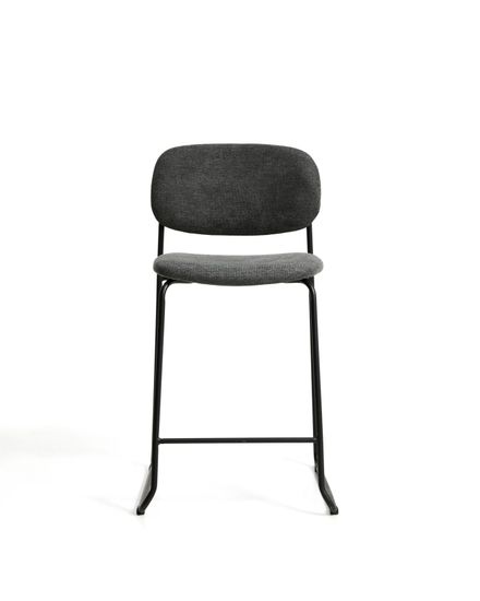 Полубарный стул Meli из серой синели с металлическими ножками, 65 см