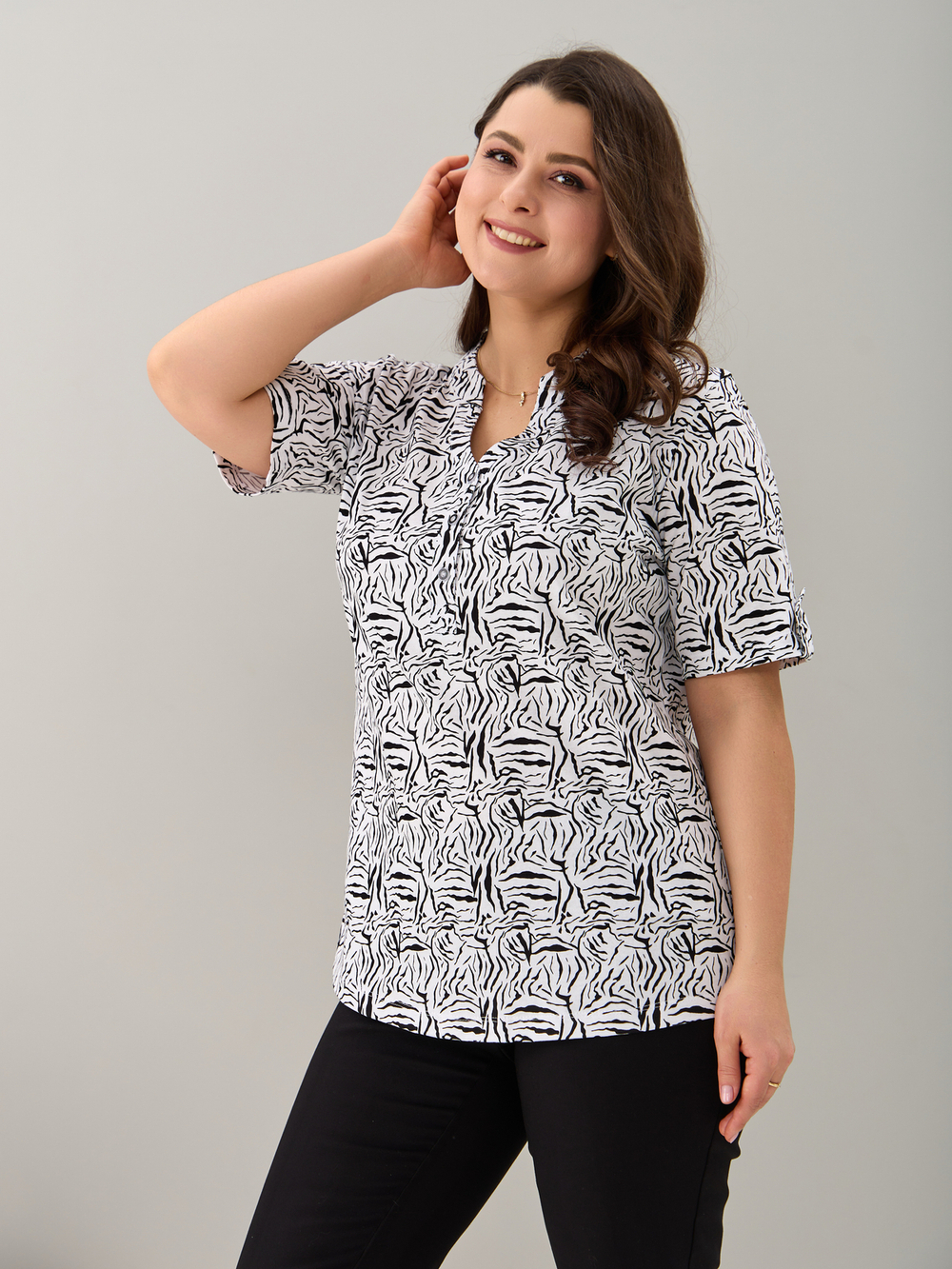 Блузка БЛ-122/белый-зебра