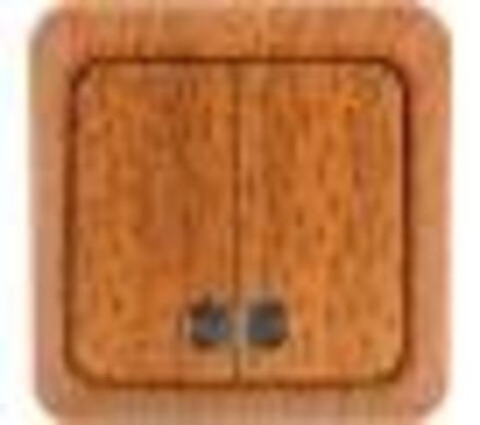 Выключатель двухклавишный с подсветкой "UNIVersal" серия "Олимп", о/у, 10А, 220В, бук (венге) (еврос