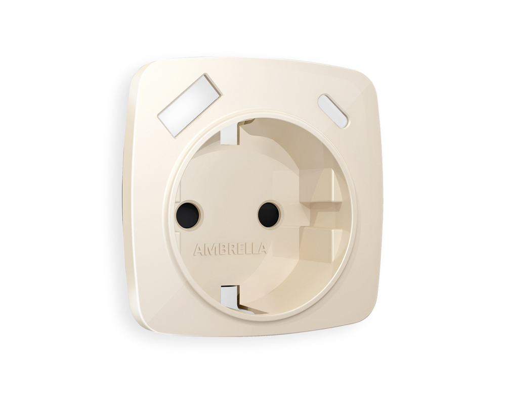 OP3100 Лицевая панель OMEGA (Бежевый глянец) для электрической розетки с/з со шторками 2USB A+C QUANT