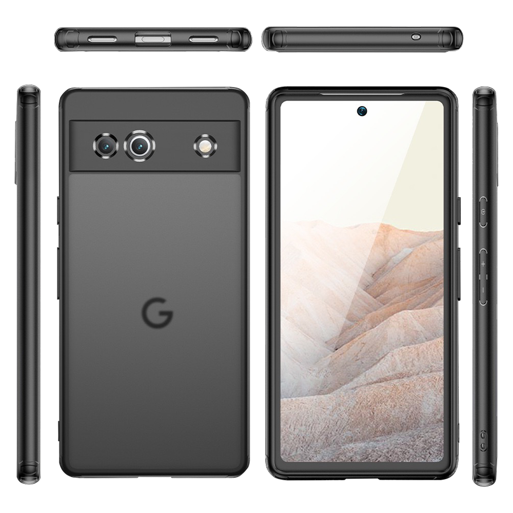 Чехол для Google Pixel 7a черный с прозрачной матовой задней панелью WLONS