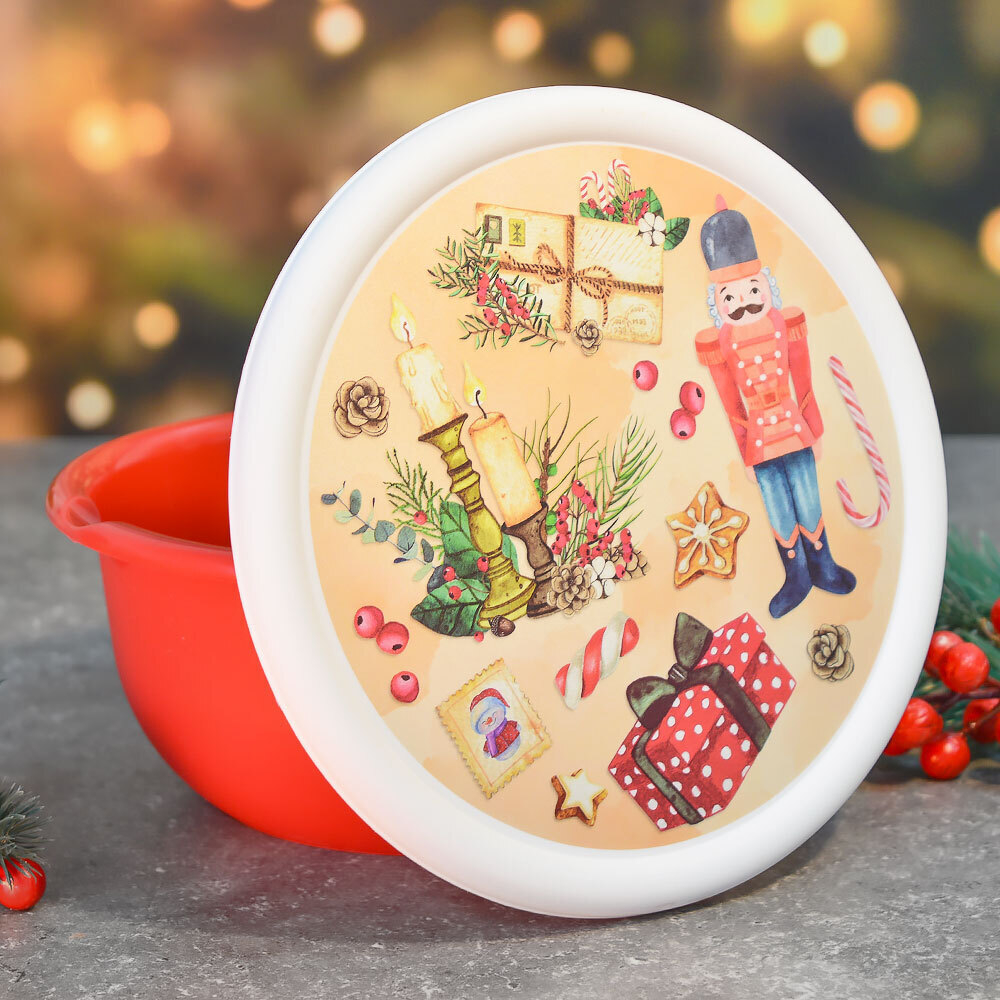 Миска 1,2л с крышкой "Modena. Игрушки", цвет красный